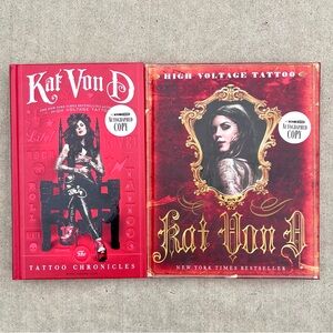 Tattoo Chronicles & High Voltage Tattoo by Kat Von D Autographed Signed Book Lot